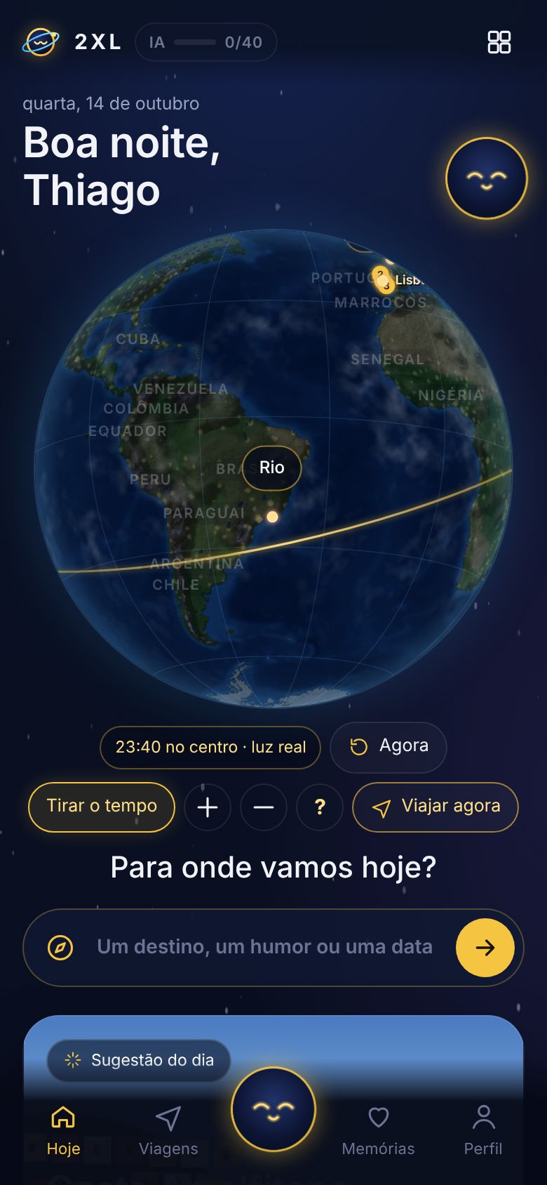 Tela Hoje com a Terra viva sobre a América do Sul